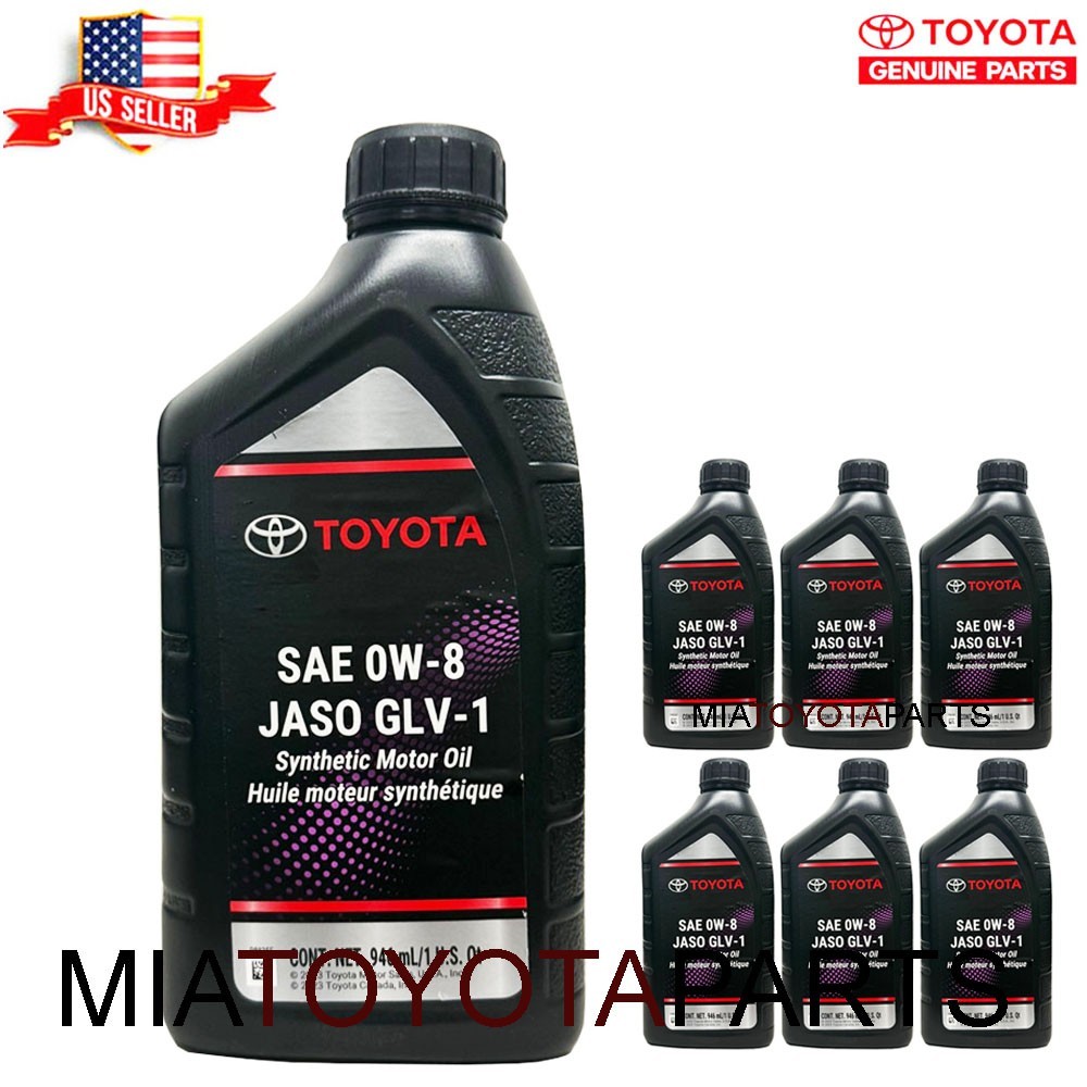 6 Quarts Genuine Toyota SAE 0W-8 JASO GLV-1 Synthetic Motor Oil 00279-08QTE-01