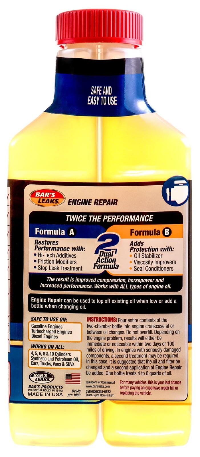 High Mileage Engine Repair Sealant – 4 Pack, Leak Stopper & Oil Additive