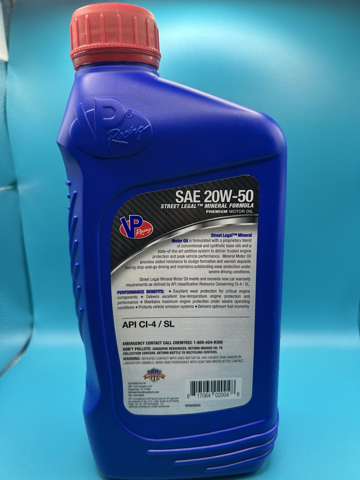 12 Quarts VP Racing Oil VP 20W50 HI-Performance Street Legal Mineral Syn-blend
