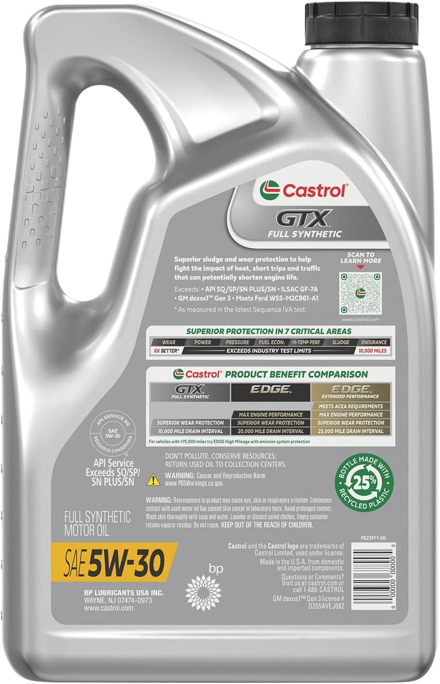 GTX Full Synthetic 5W-30 Motor Oil – 5 Quarts, Maximum Engine Protection