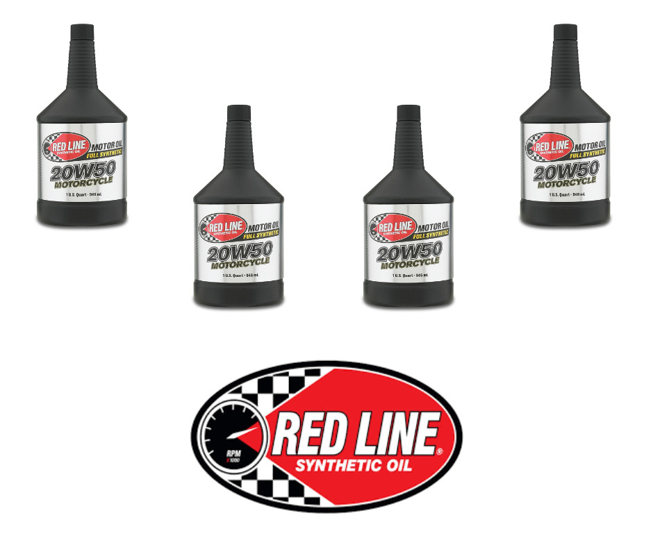Red Line Oil Full-Synthetic 20W50 Motorcycle Engine Oil 1-Quart Bottles Set of 4