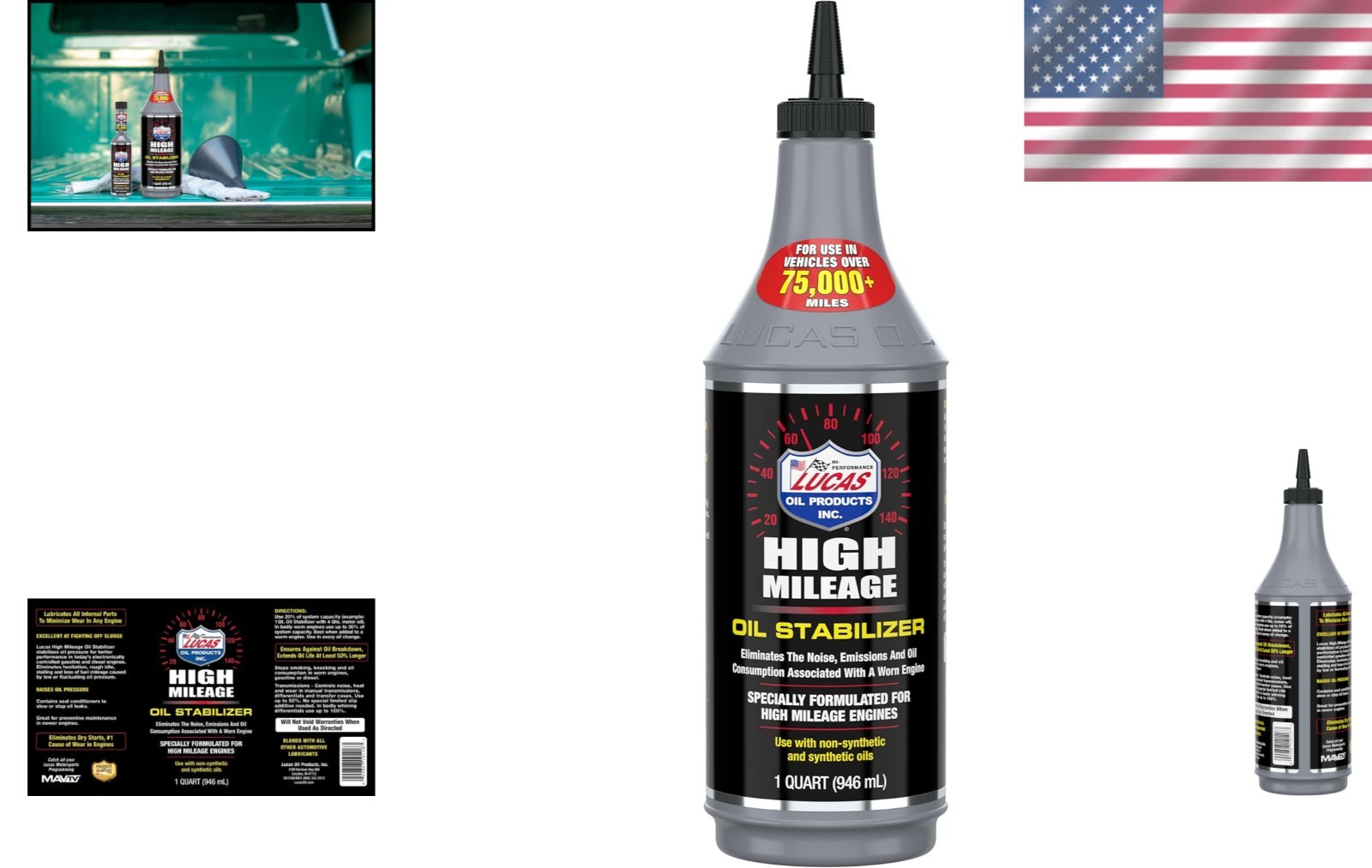Lucas High Mileage Oil Stabilizer – 1 Quart for Engine Longevity & Performance