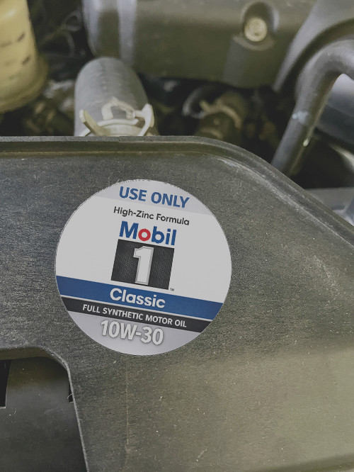 Mobil 1 Classic Car 10W-30 – Engine Bay ID Label / Sticker (Set of 2)