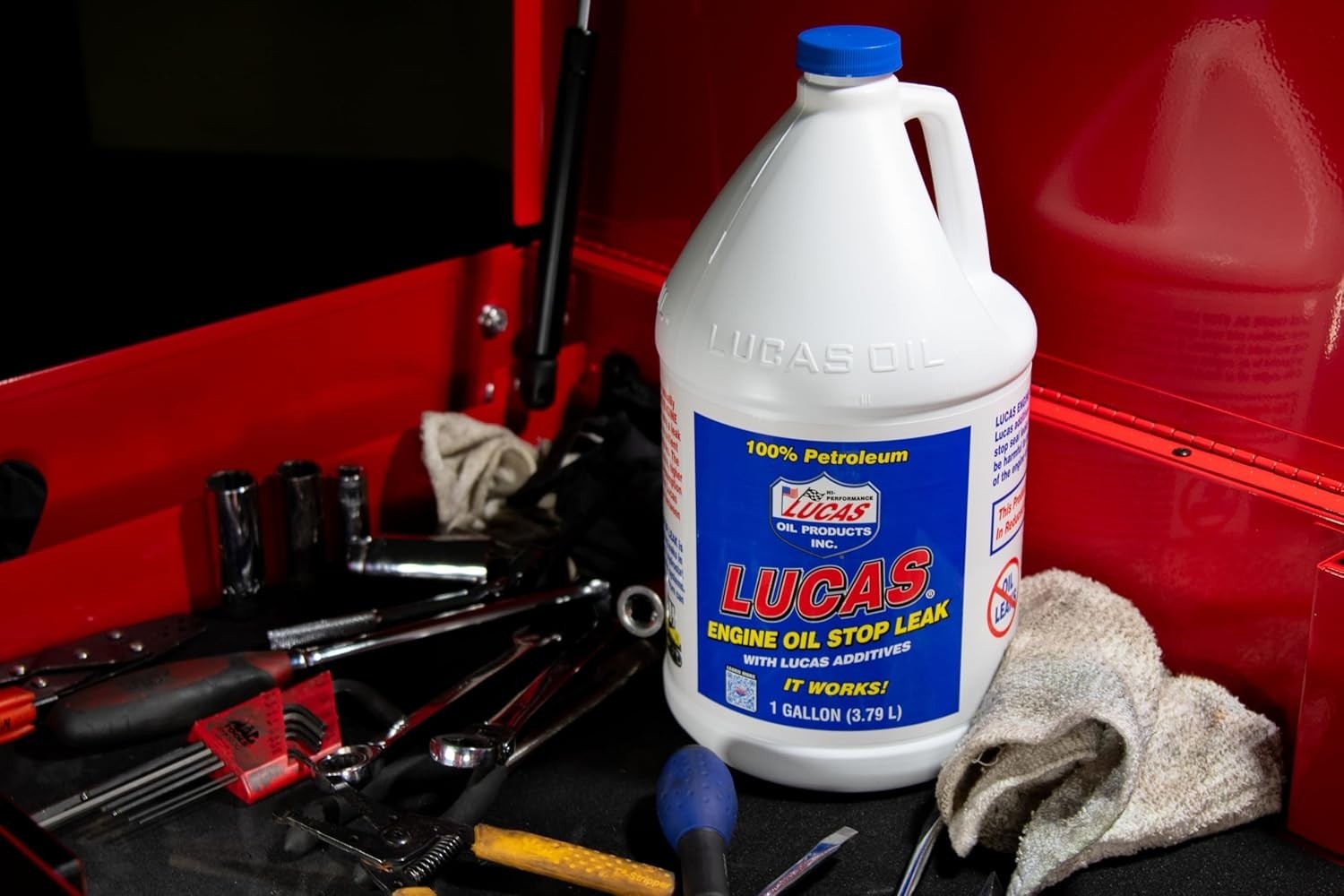 1 Gallon Lucas Oil Stop Leak – Non-Toxic Engine Leak Sealer for All Vehicles