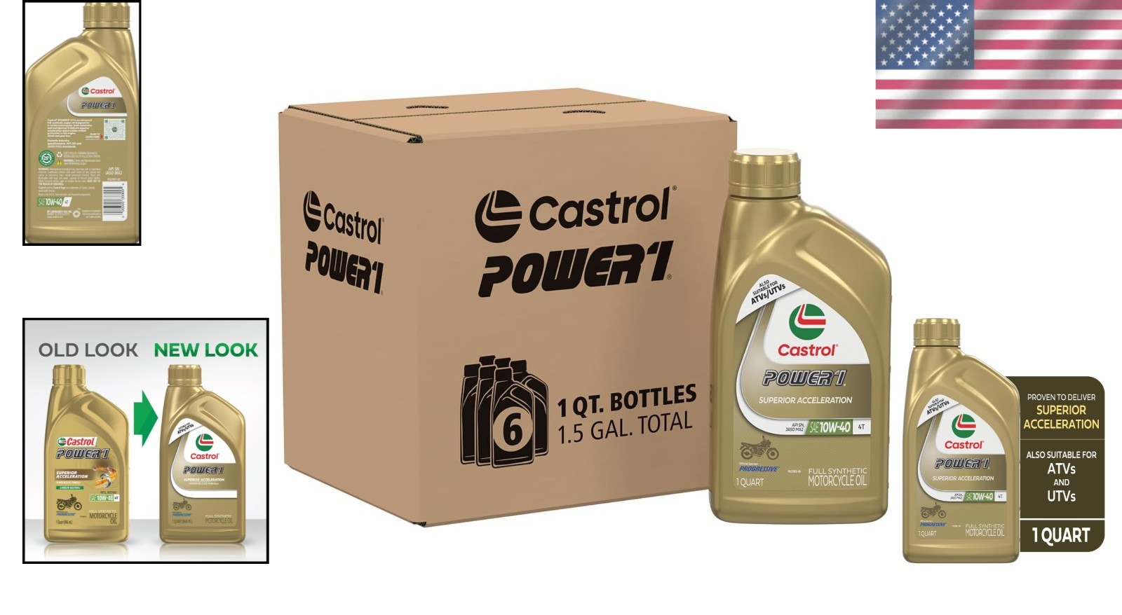 POWER1 4T 10W-40 Full Synthetic Motorcycle Oil 6 Quarts – Trizone Tech, Max A…