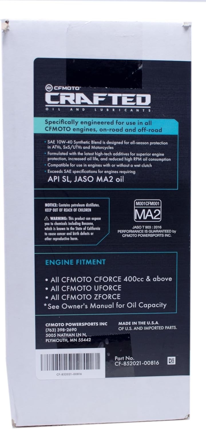 Edwards OEM Semi Synthetic Oil Change Kit fits all CFMoto OffRoad Vehicles 40…