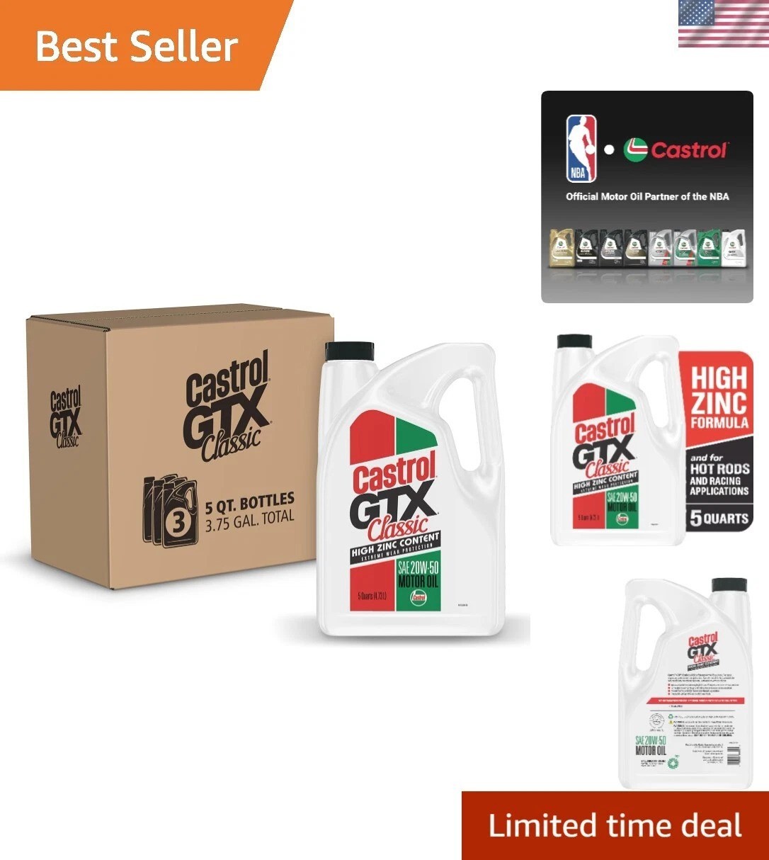 5 Motor Oil, 5 Quarts, Pack of 3