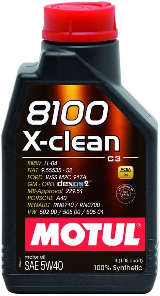 Motul 8100 X-Clean Full Synthetic Engine Oil (5W40, 1 Liter) 102786