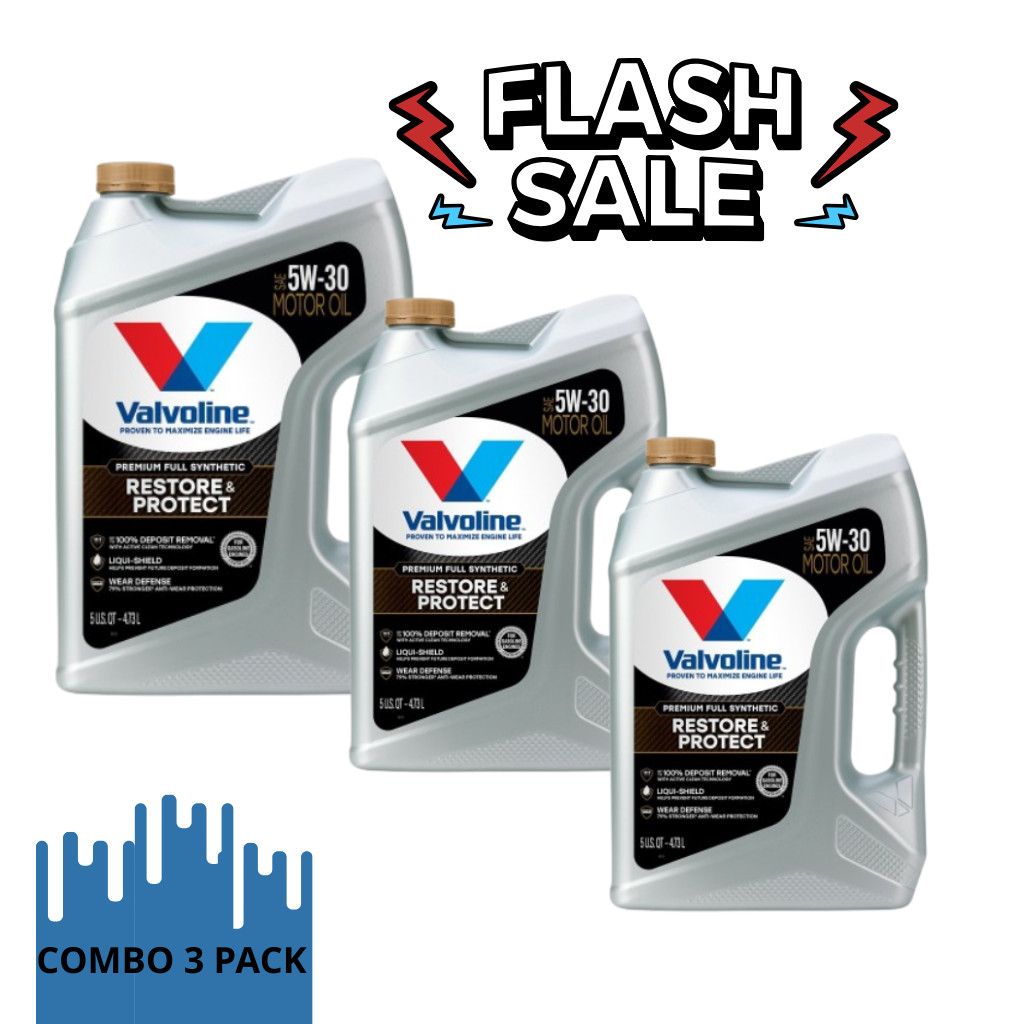 3 PACK Valvoline Restore & Protect Full Synthetic SAE 5W-30; 5 Quart