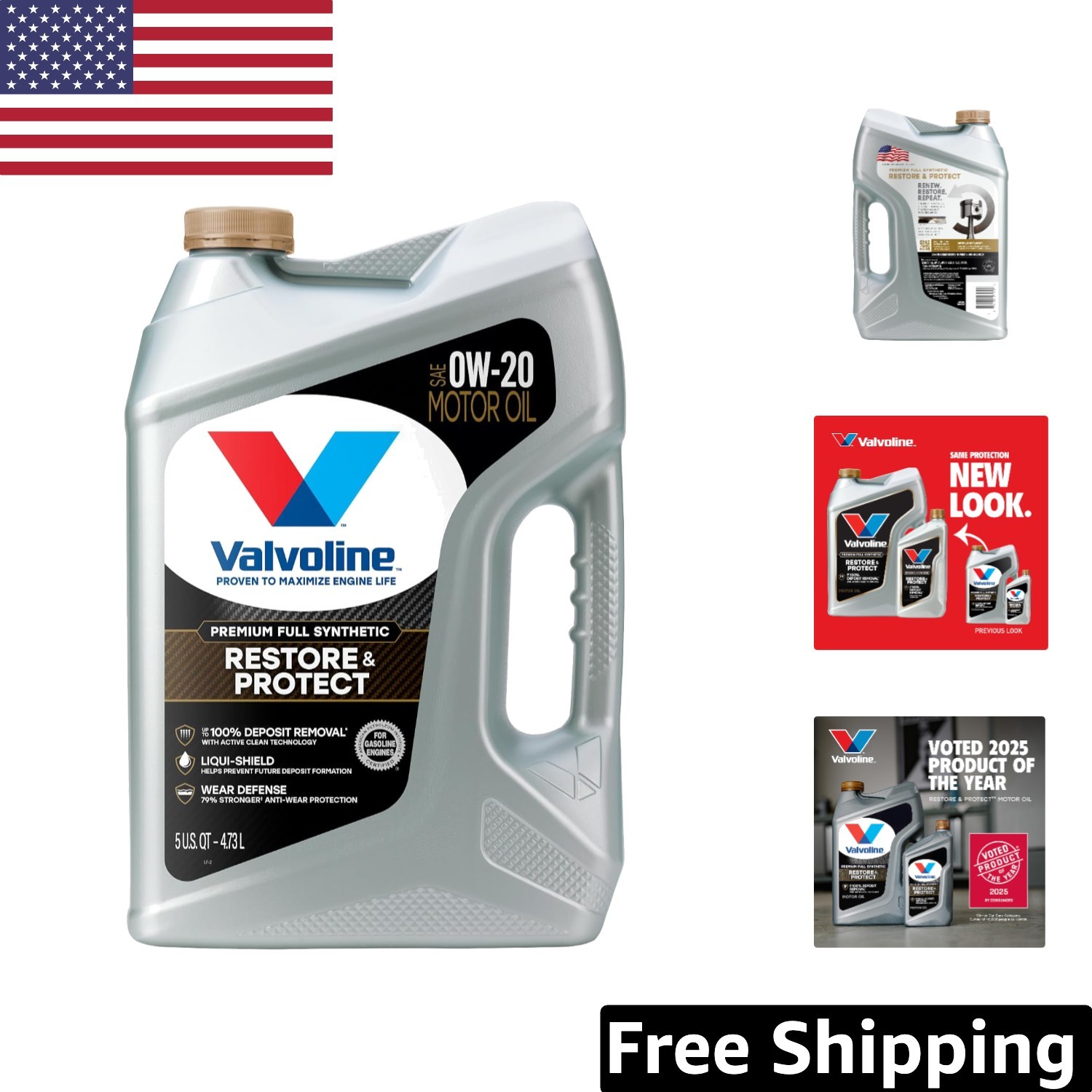 Active Clean Technology 0W-20 Full Synthetic Oil 5 Quart – Enhance Fuel Economy