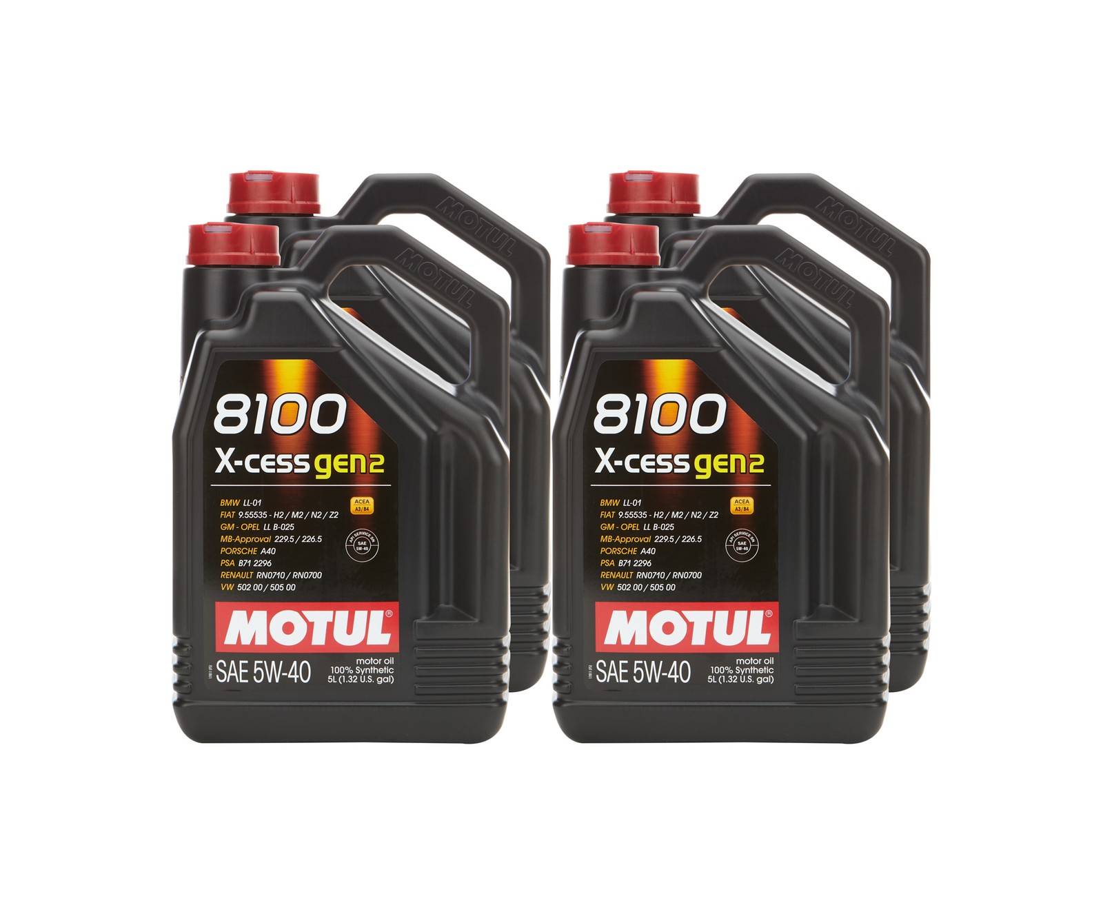 Motul Usa 110905, Set of 4 8100 X-Cess Gen2 5W-40 Case 4 X 5 Liter Performance