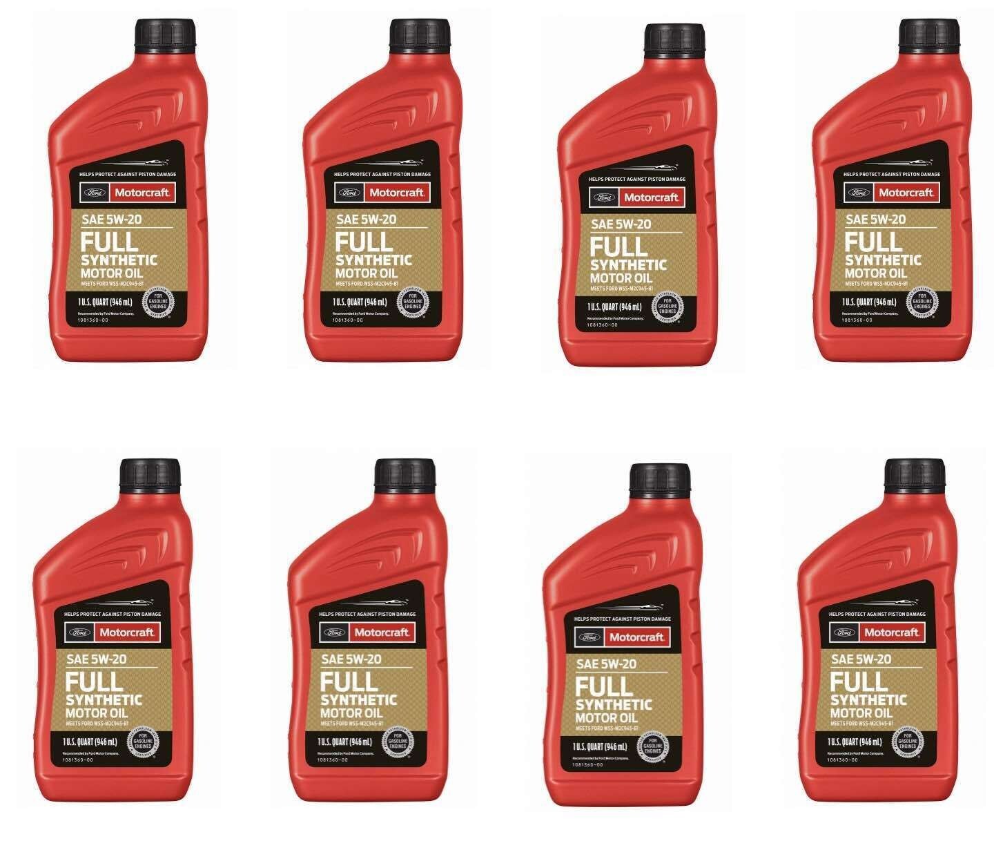 8 Quarts Full Synthetic Engine Motor Oil OEM FORD MOTORCRAFT SAE 5W-20