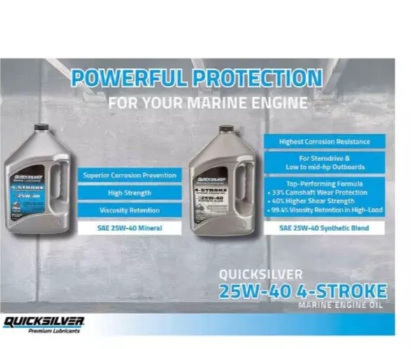 Quicksilver 25W-40 Synthetic Mercury Marine Engine Oil Gallon 8m0078623