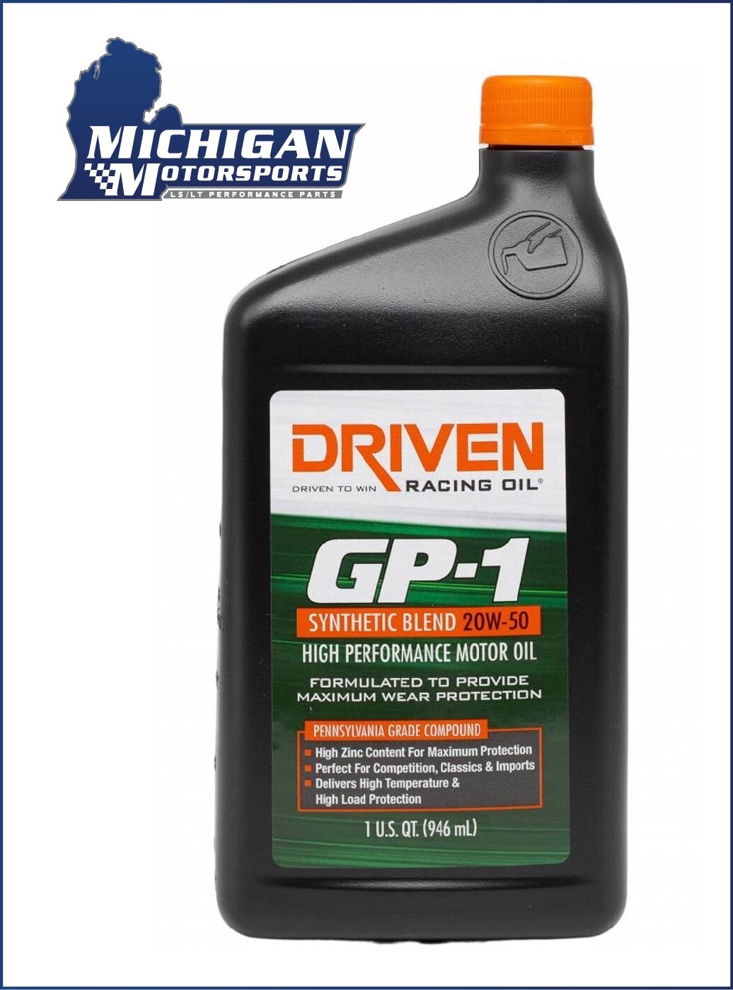 Driven GP-1 20W-50 Synthetic Blend High Performance & Racing Oil 19506 – 1 Quart