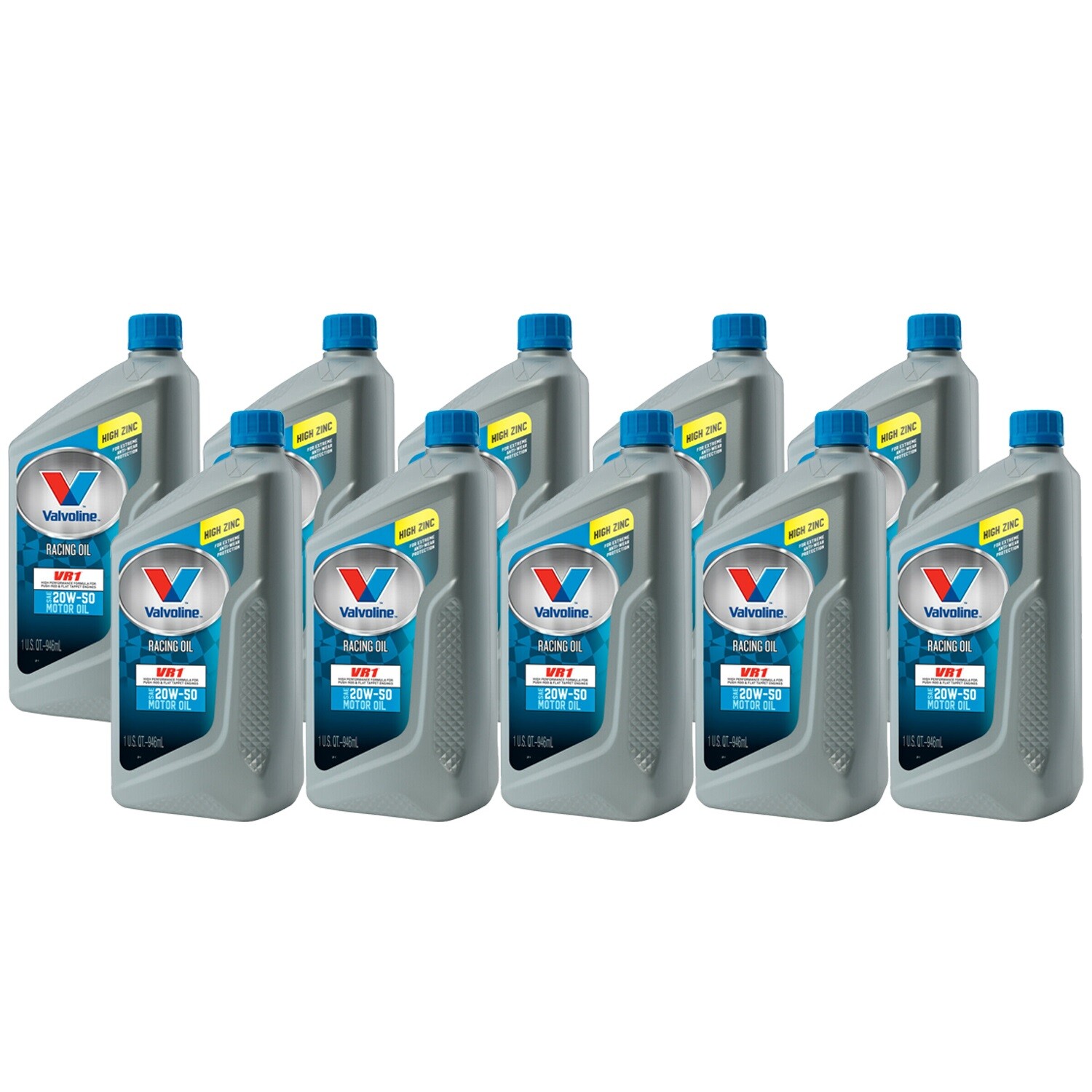 🔥Valvoline Set of 10 Quarts VR1 Racing Engine Motor Oil SAE 20W-50 High Zinc🔥