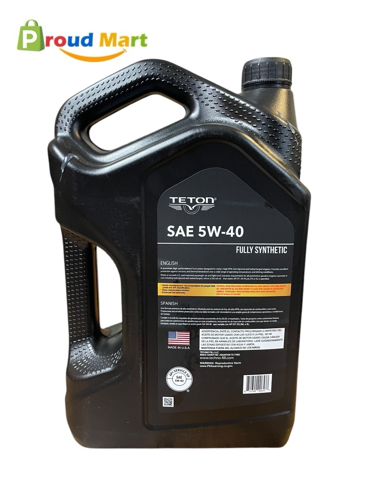 Teton 5W-40 Full Synthetic European Motor Oil 5 Quarts Made in USA