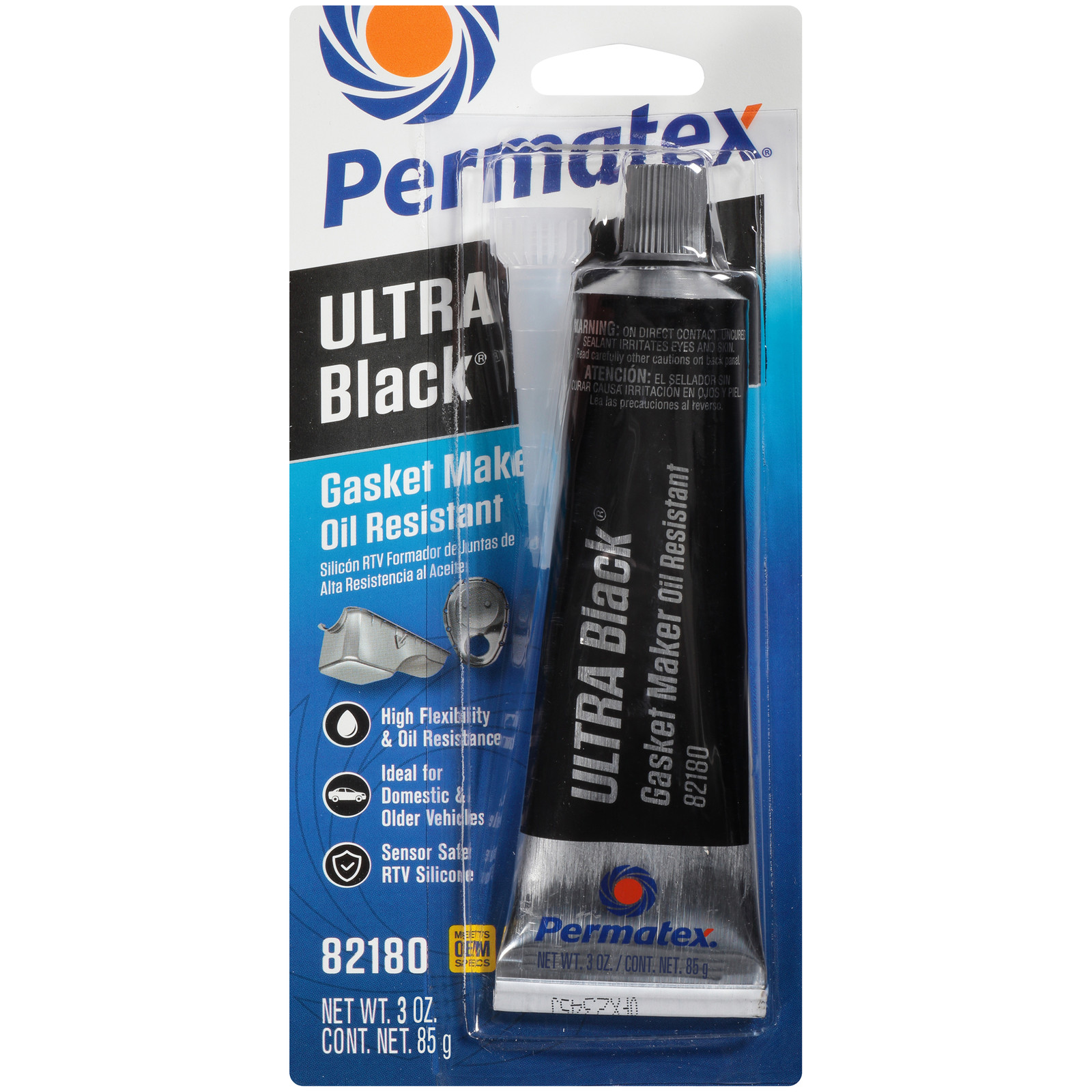 PERMATEX Ultra Black Hi Temp Rtv Silicone Gasket Maker 3oz 82180