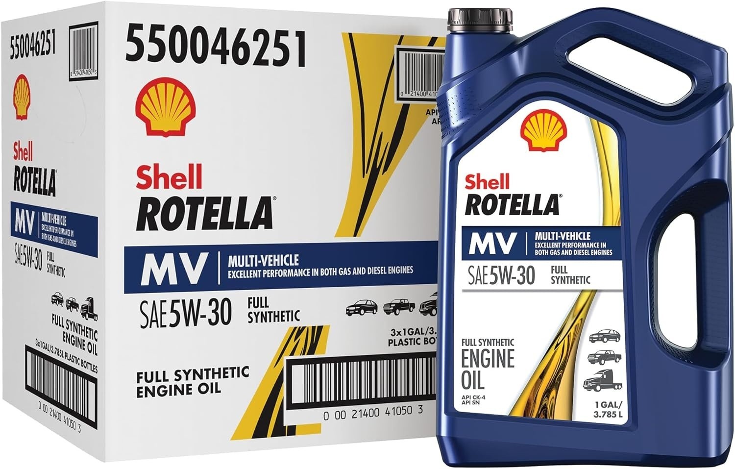 Shell Rotella MV Multi-Vehicle Full Synthetic 5W-30 Diesel Engine Oil – 3 Pack
