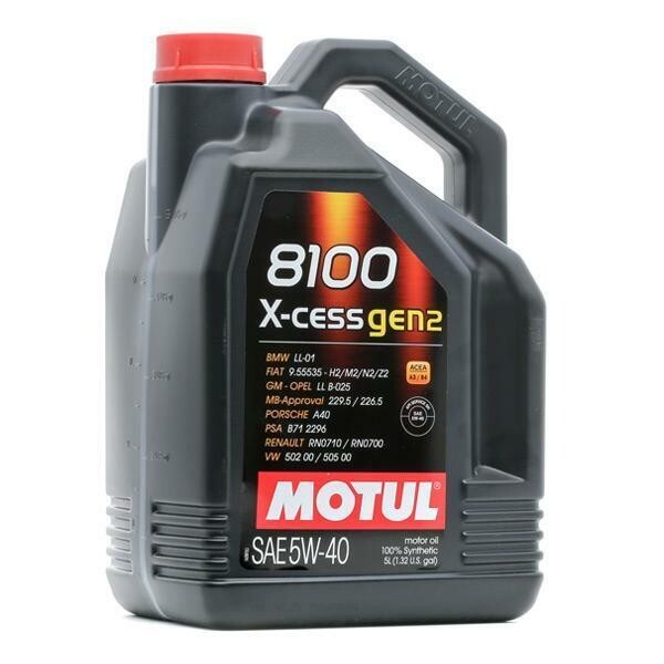 Set 5LT Engine Oil Car 8100 X-Cess GEN2 5W-40 MOTUL 100% Plastic Acea A3/B4