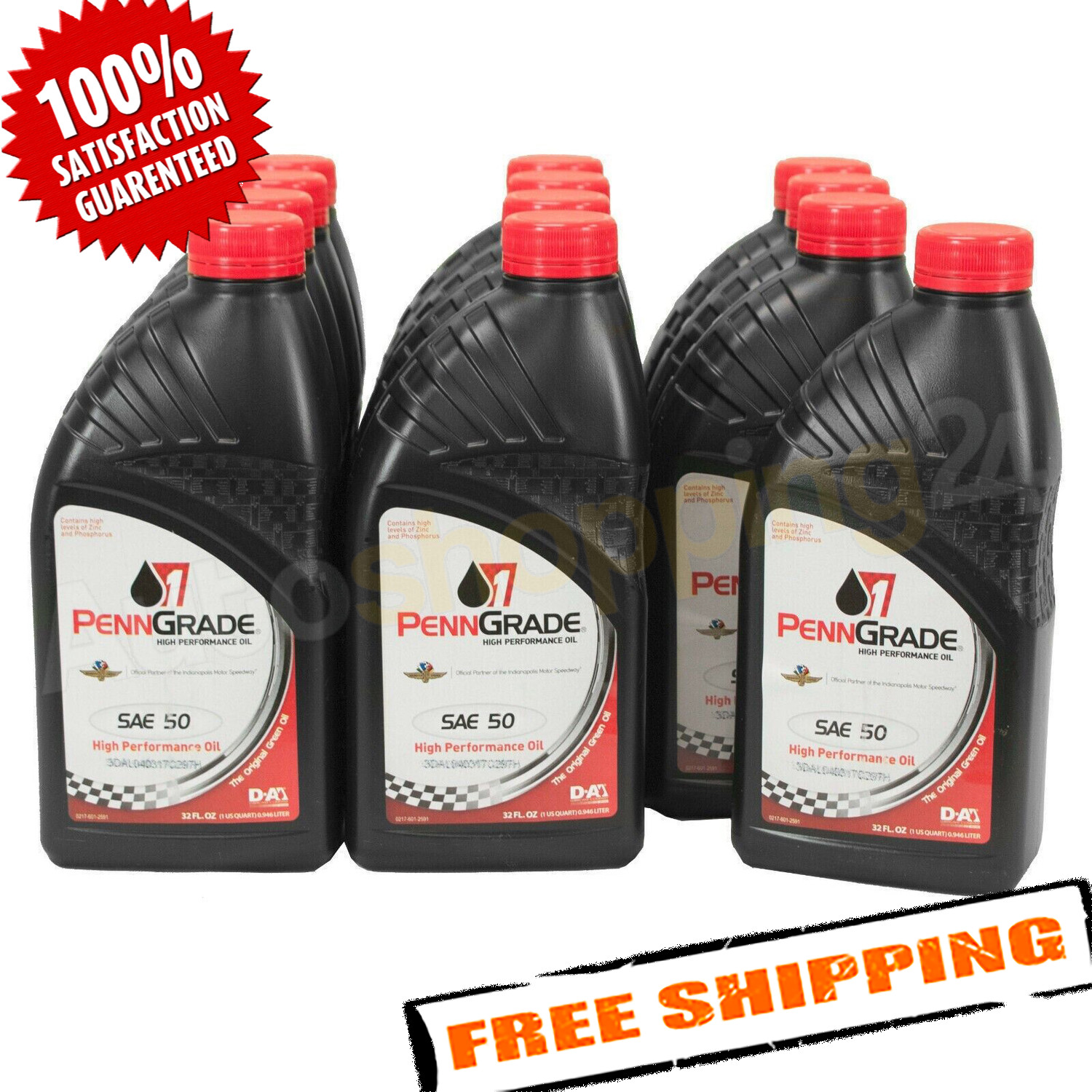 Penngrade 71156 High Performance Motor Oil SAE 50, 1 Quart – Set of 12