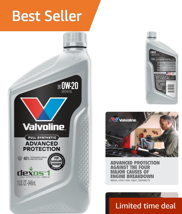1 QT Advanced Protection Full Synthetic 0W-20 Motor Oil for Lasting Performance