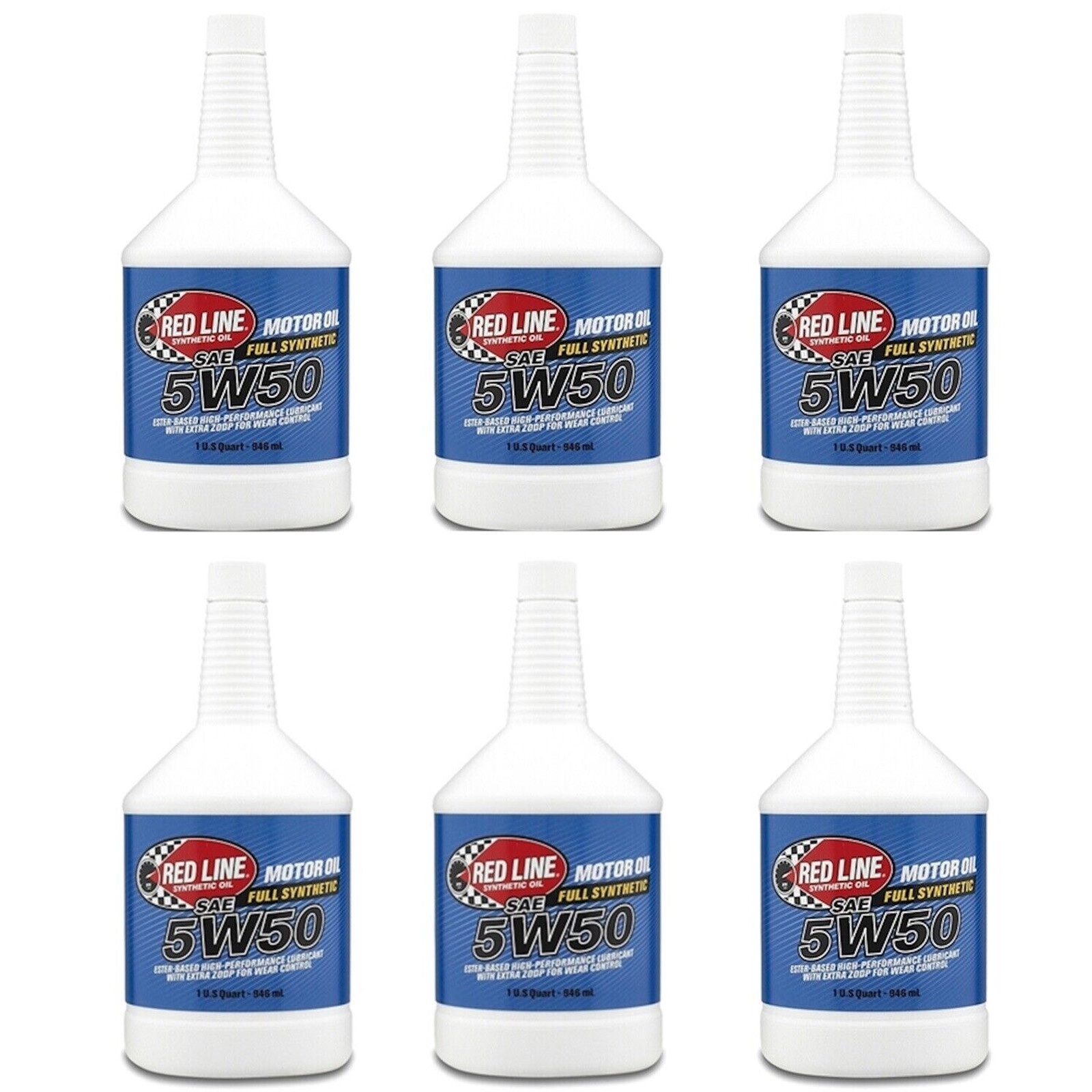 Redline 11604 Pack of Six 1 Quart Full Synthetic 5w50 Motor Oil Bottles