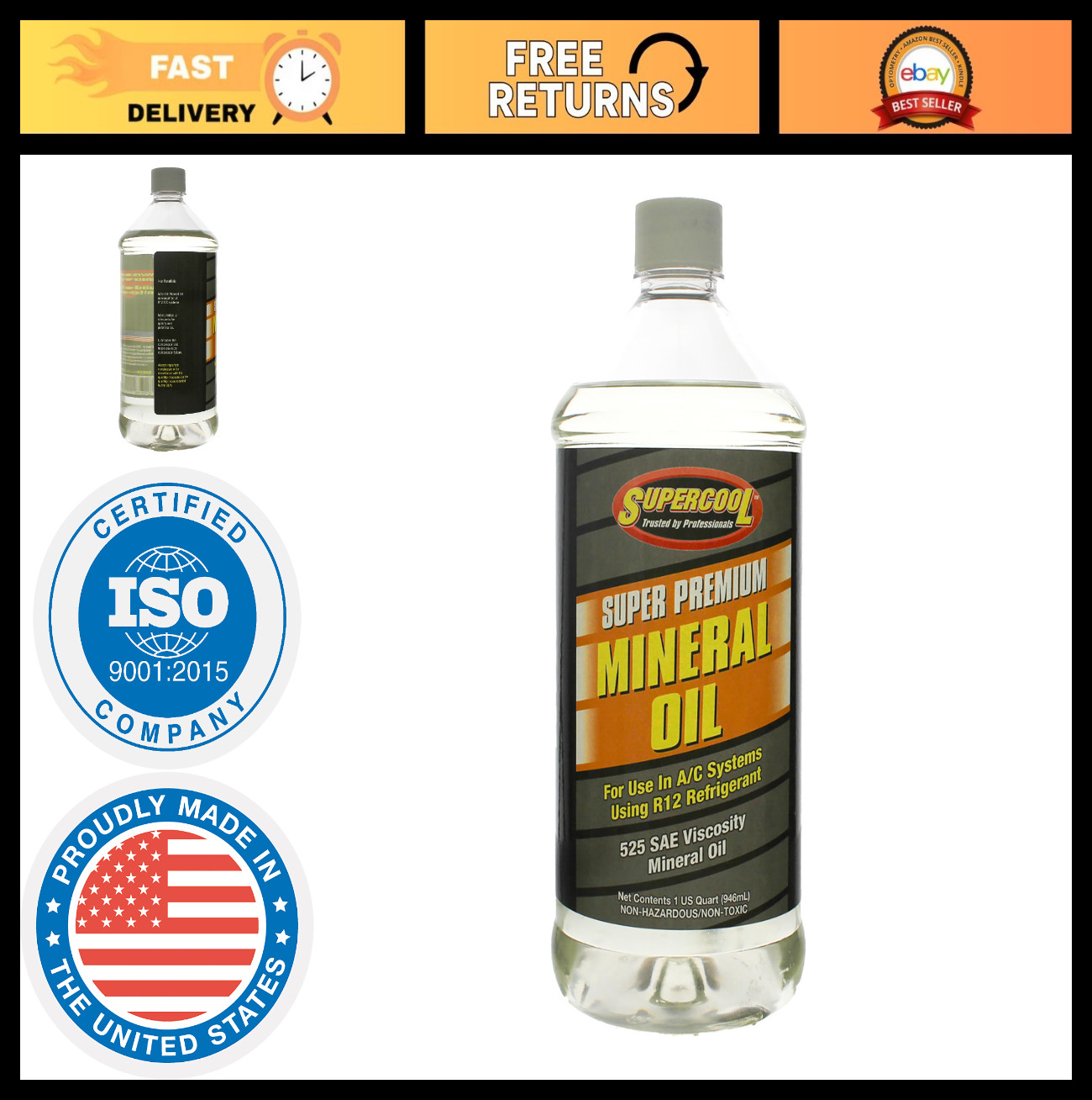 High-Viscosity Mineral Oil 32oz – SAE 110 cSt, Supercooling Fluid for Engines