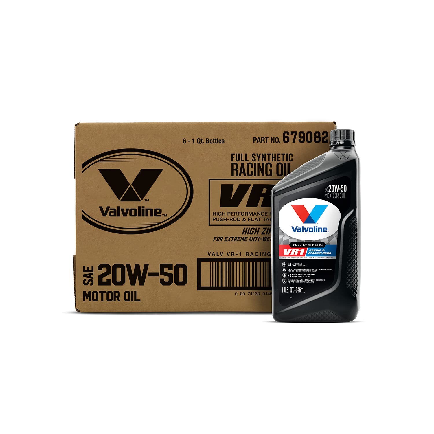 Valvoline 679082, 6 Pack, VR1 SAE 20W-50 Synth Racing & Classic Cars Motor Oil