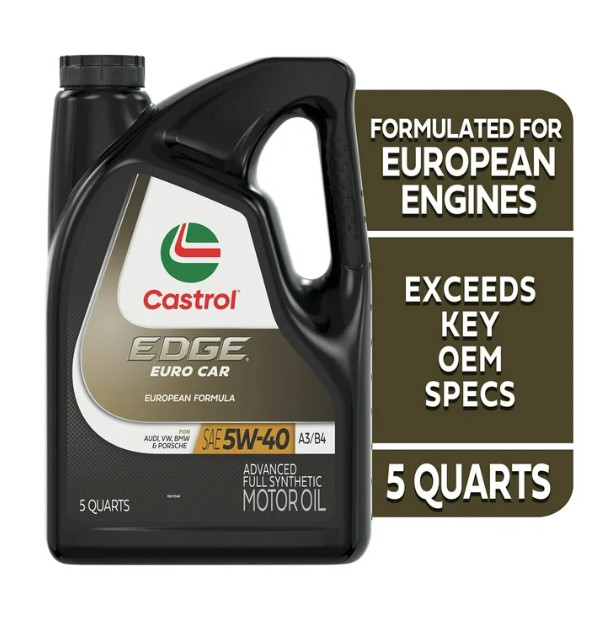 Castrol EDGE Euro 5W-40 A3/B4 Full Synthetic Motor Oil 5 Qt (2 Pack)
