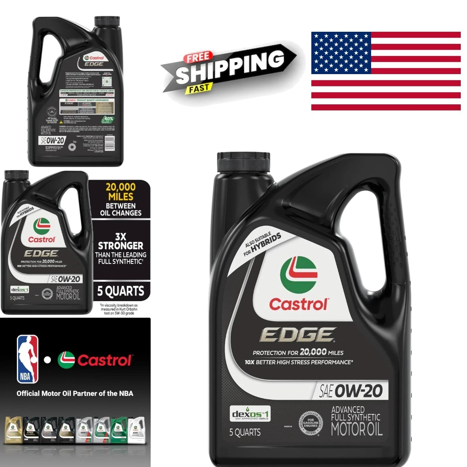 Fuel Efficient Motor Oil 0W20 5 Quarts Jug for High Temperature Performance