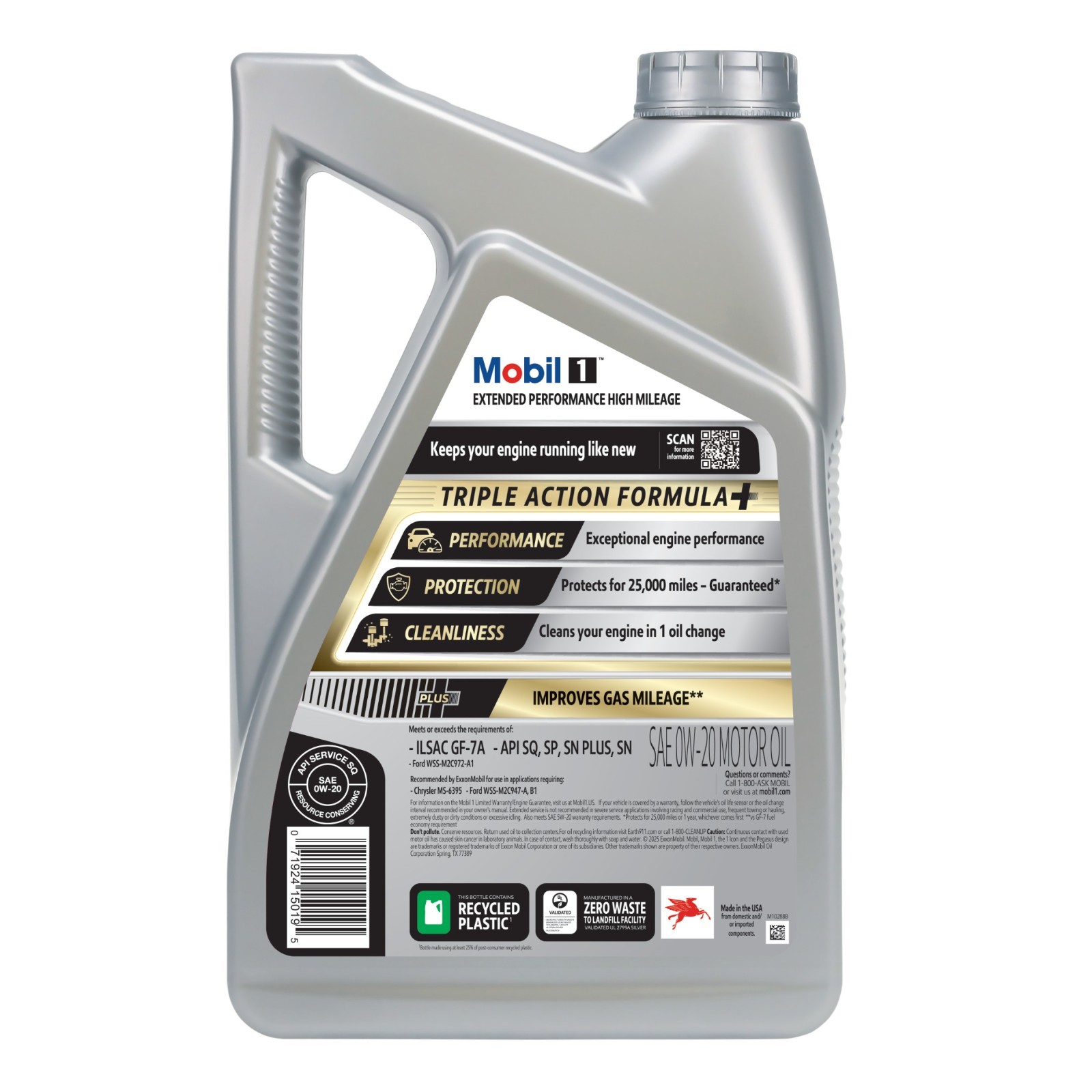 NEW Mobil 1 Extended Performance High Mileage 0W-20 5 Quart No Import Fee!