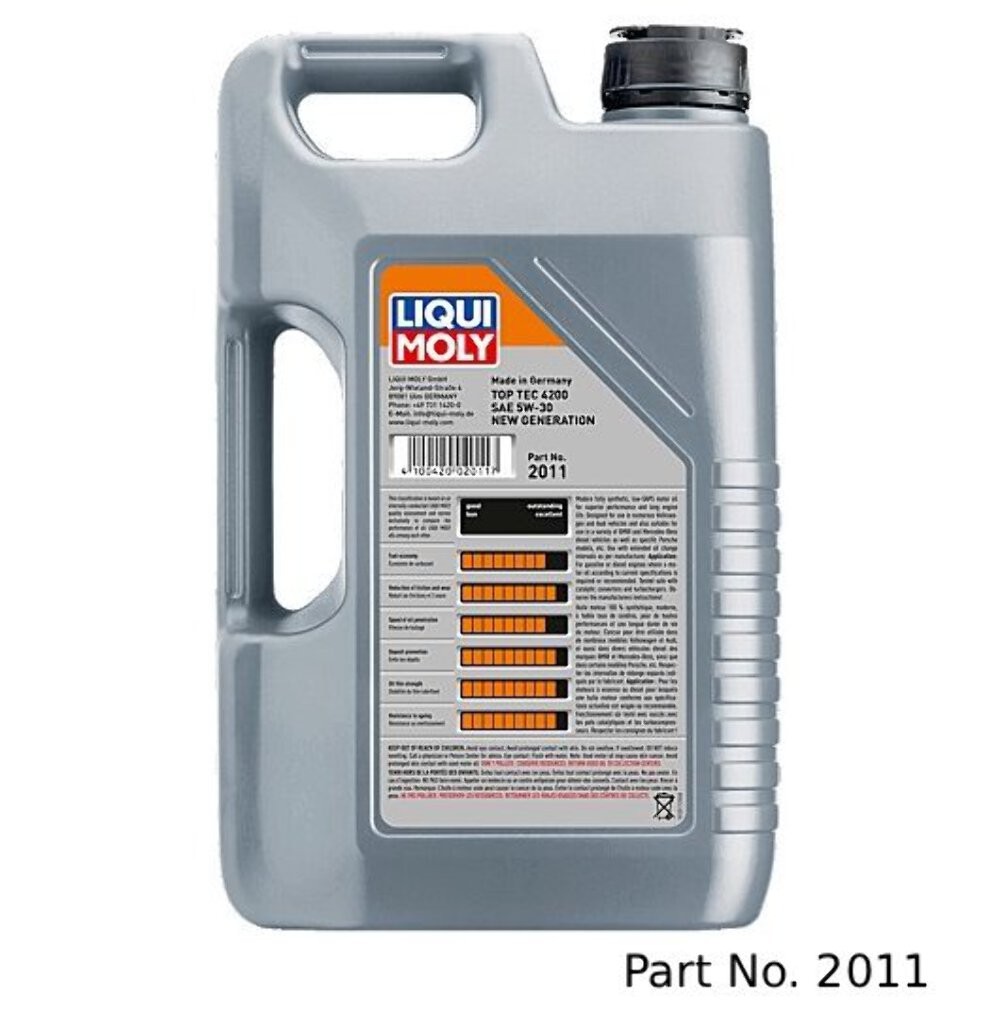 Liqui Moly Motor Oil Synthetic Gasoline and Diesel Top Tec 4200 SAE 5W-30 New Ge