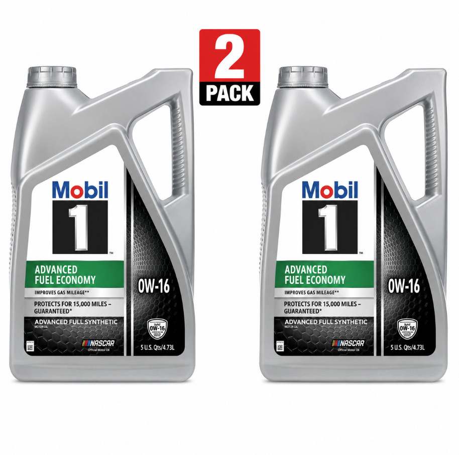 2 Pack Mobil 1 Advanced Fuel Economy Full Synthetic 0W-16 Motor Oil 5 Quart
