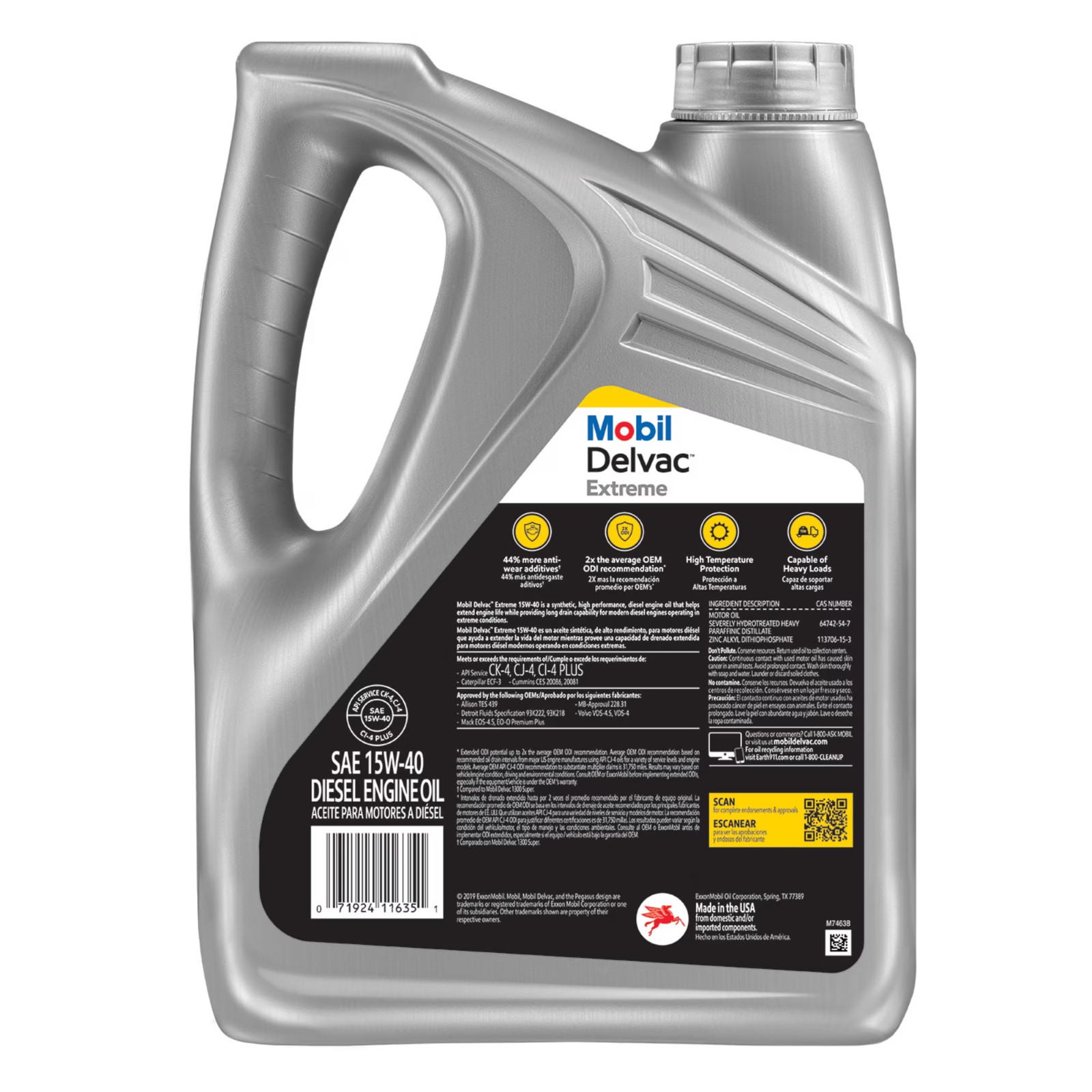 Mobil Delvac Extreme 15W-40 Full Synthetic Diesel Engine Oil 1 Gal 2 Pack