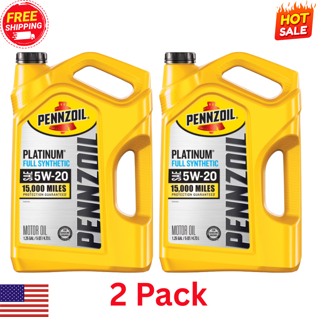 (2 pack) Pennzoil Platinum Full Synthetic 5W-20 Motor Oil, 5-Quart