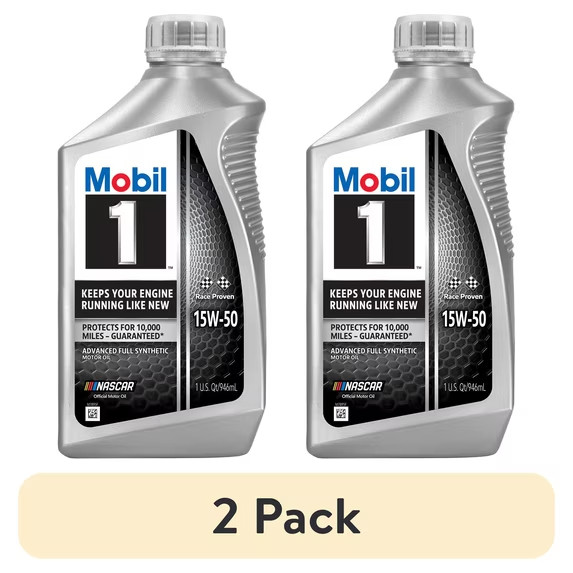 Mobil 1 Advanced Full Synthetic Motor Oil 15W-50, 1 Quart NEW 2 PK