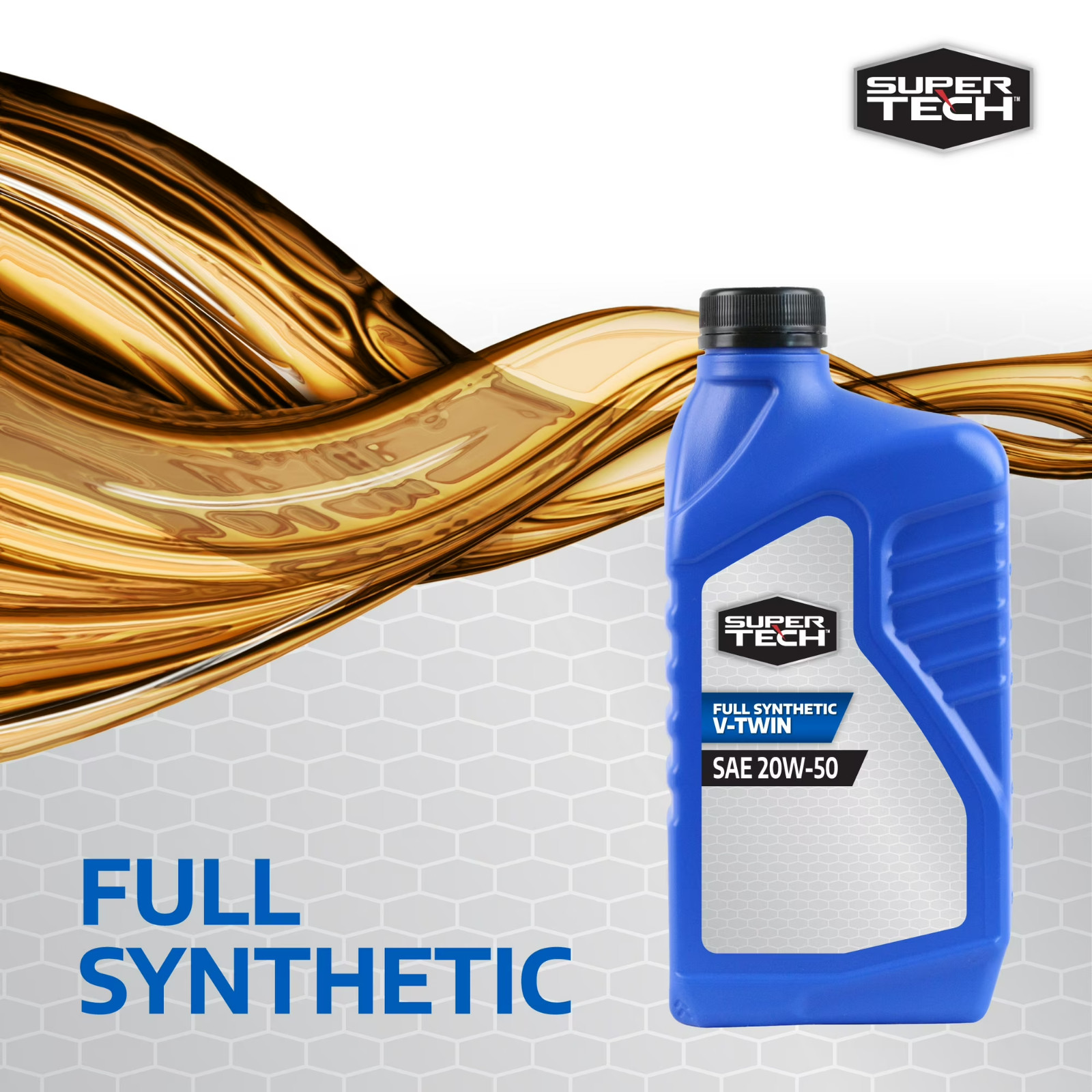 (4 pack) Super Tech Full Synthetic SAE 20W-50 V-Twin Motorcycle Oil, 1 Quart