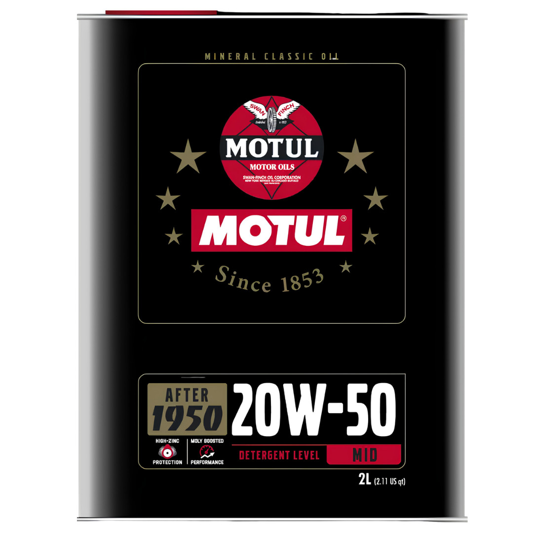 Motul Classic Performance 20W-50 High-Zinc Mineral Engine Oil 2L Pack of 2