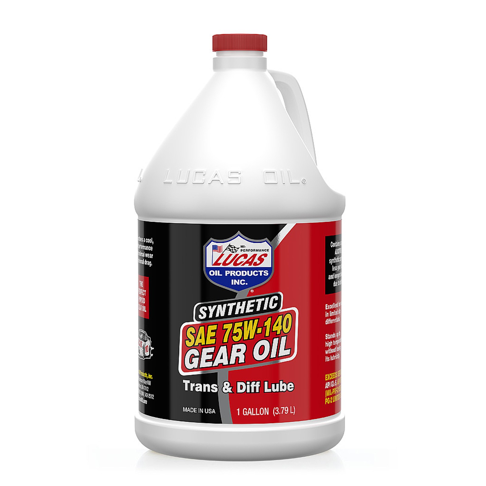Lucas Oil 10122 SAE 75W-140 Synthetic Gear Oil Trans and Diff Lube 1 Gal / 379 L