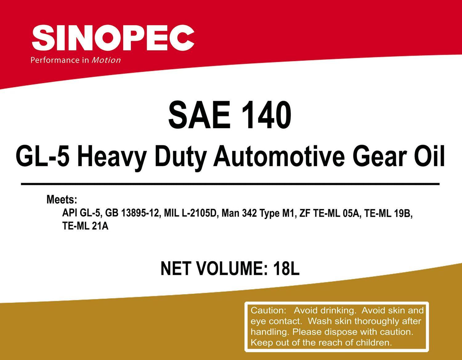 GL-5 SAE 140 Heavy Duty Automotive Gear Oil – 5 Gallon Pail (18L – 4.75 GAL)