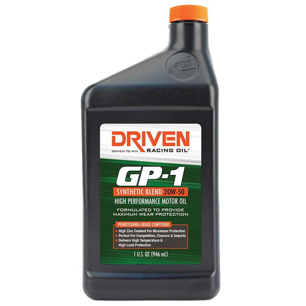 Driven Racing Oil 19506, GP-1 High Perf. Oil, Synthetic Blend 20W-50, 1 Quart