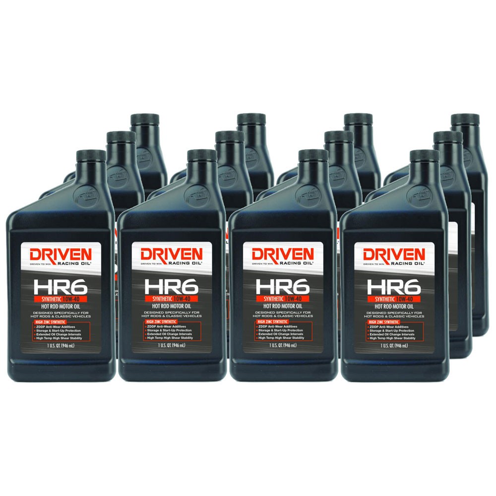 Driven Racing Oil 03907, HR6 Hot Rod Oil, Conventional 10W-40, Case of 12 Quarts