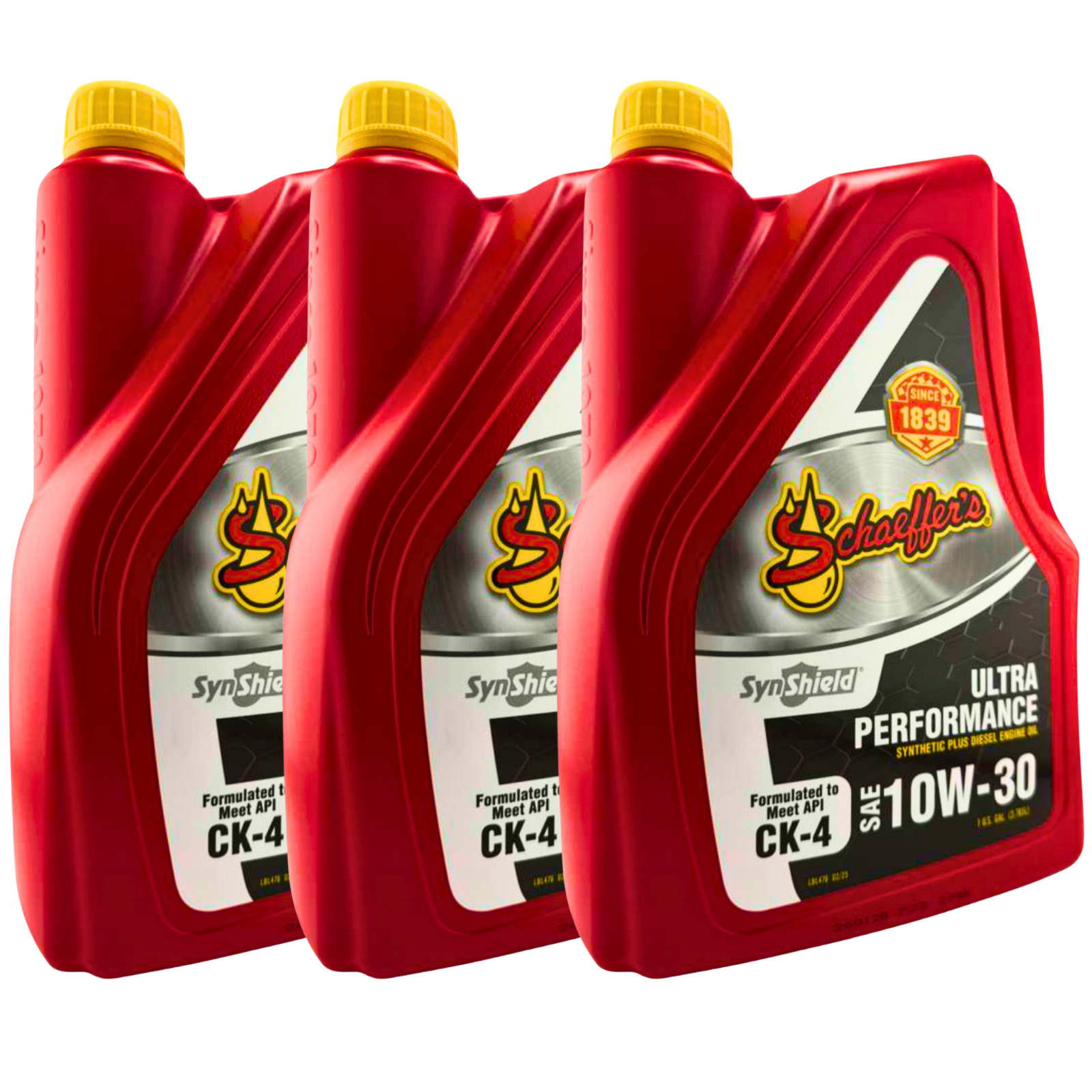 Schaeffer’s 722 SynShield Ultra Performance 10W-30 Diesel Oil, 1 Gal. – 3 Pack
