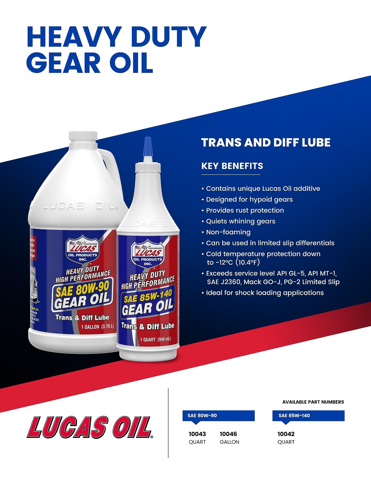 Oil 10042 Heavy Duty High Performance SAE 85W140 Gear Oil 1 Quart Bottle