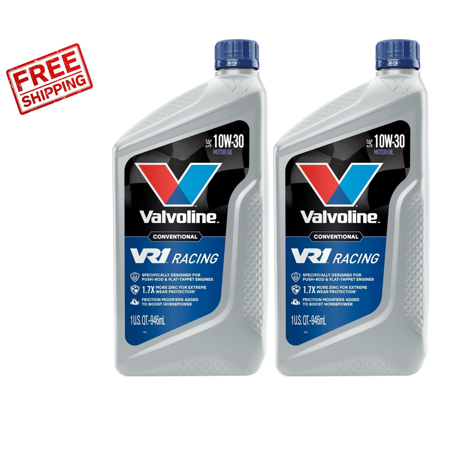 VR1 Racing Motor Oil 10W-30, High Performance 2 Qt Pack for Engine Longevity