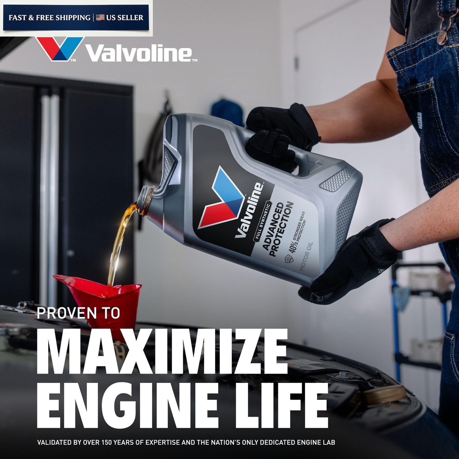 Valvoline Advanced Full Synthetic SAE 20W-50 Motor Oil 1 QT 1 QT, Gold