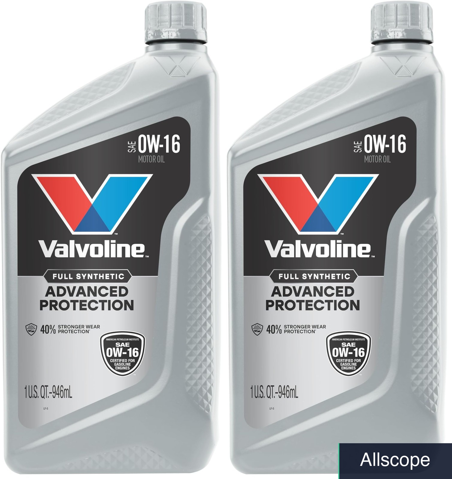 Valvoline Advanced Full Synthetic SAE 0W-16 Motor Oil 1 QT (Pack of 2)