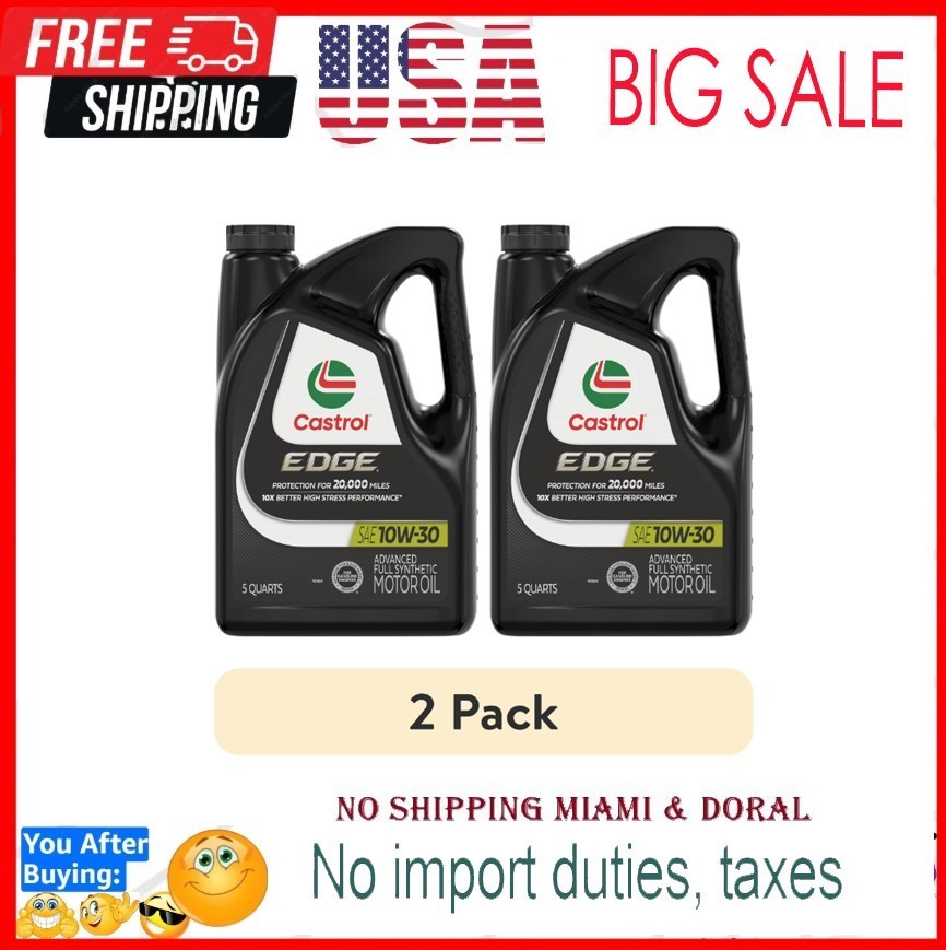 NEW 2 pack Castrol EDGE 10W-30 Advanced Full Synthetic Motor Oil, 5 Quarts