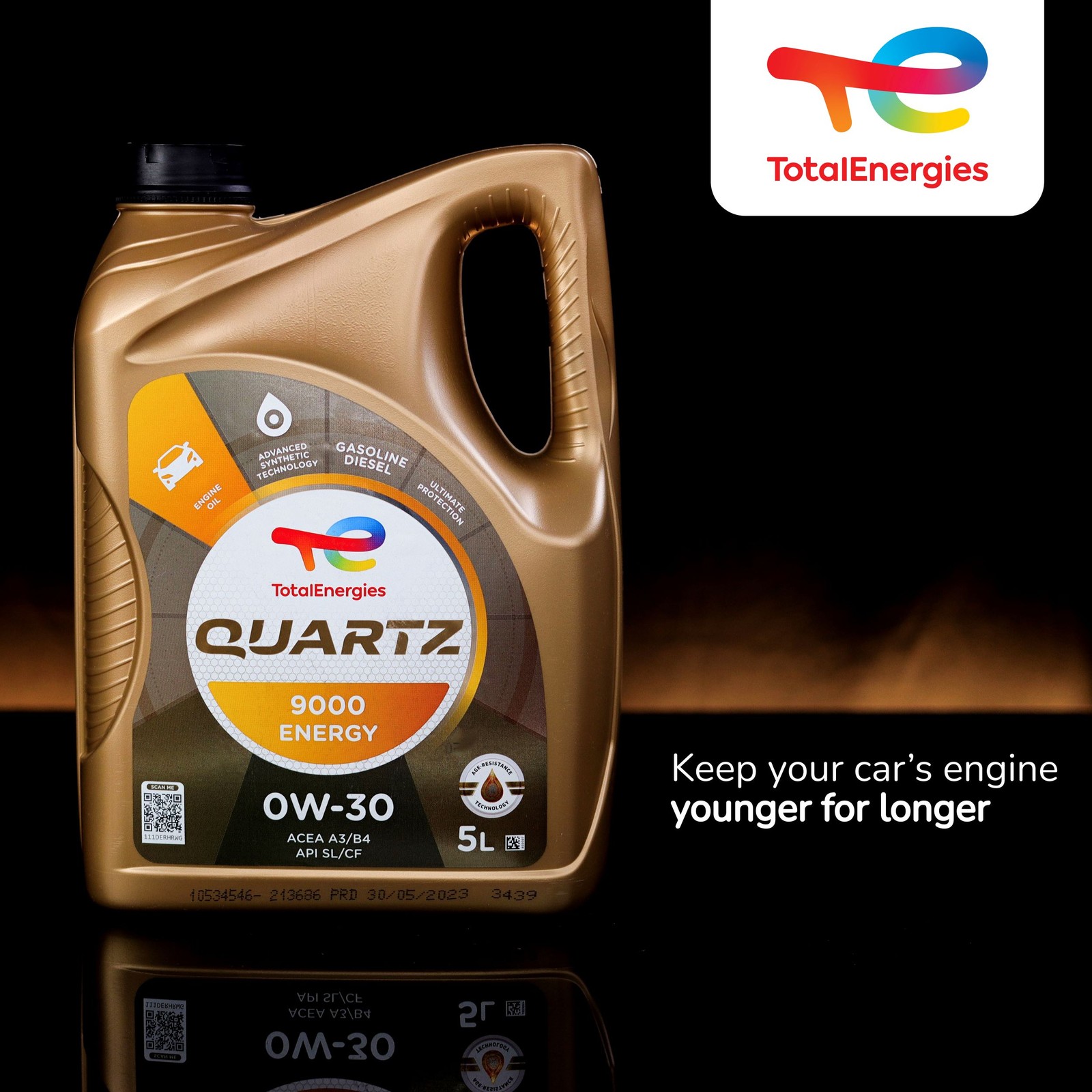 TotalEnergies Quartz 9000 Energy 0W-30 Premium Full Synthetic Motor Oil – 5