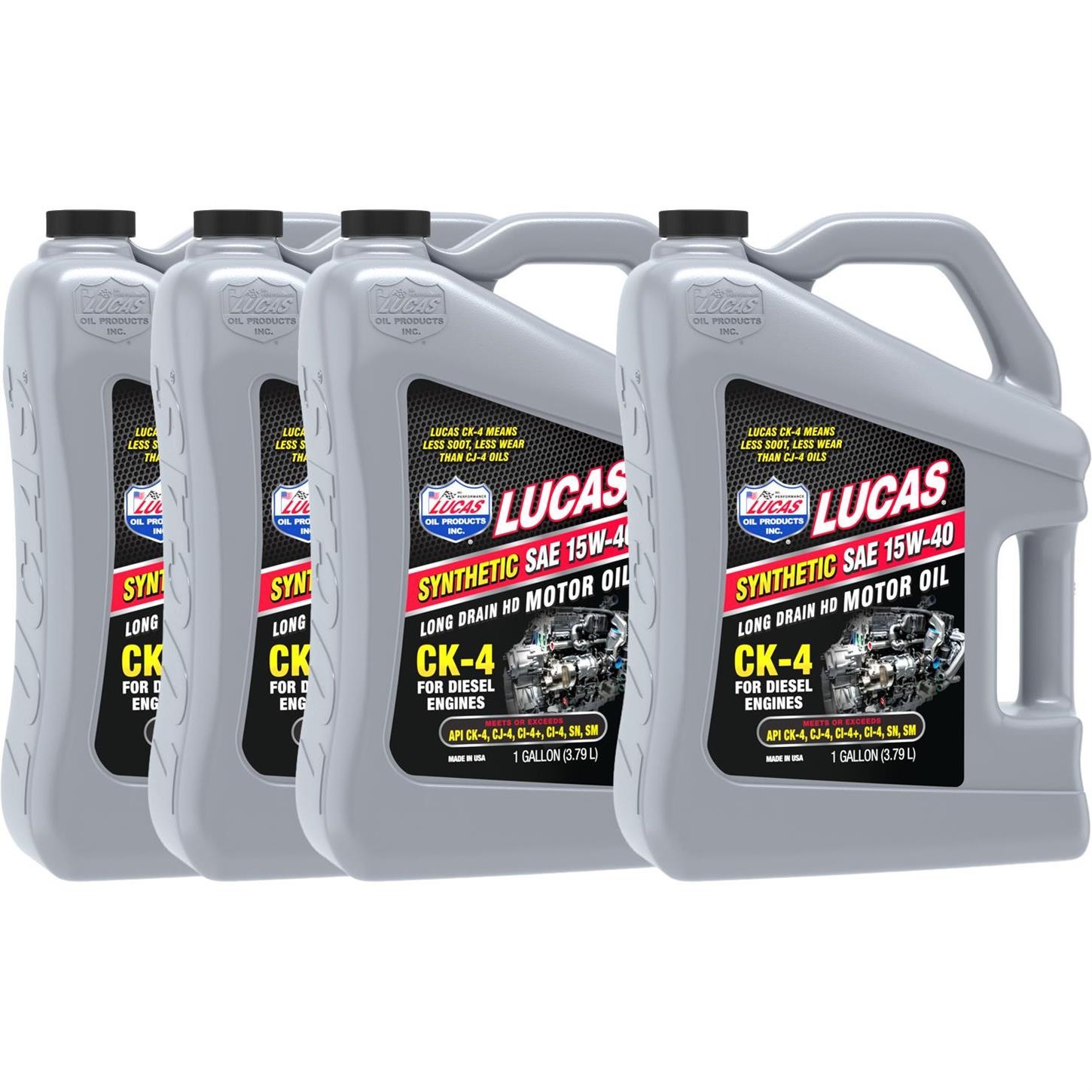 Lucas Oil 11247 SAE Synthetic 15W-40, CK-4 Diesel Oil, Case/4 Gal